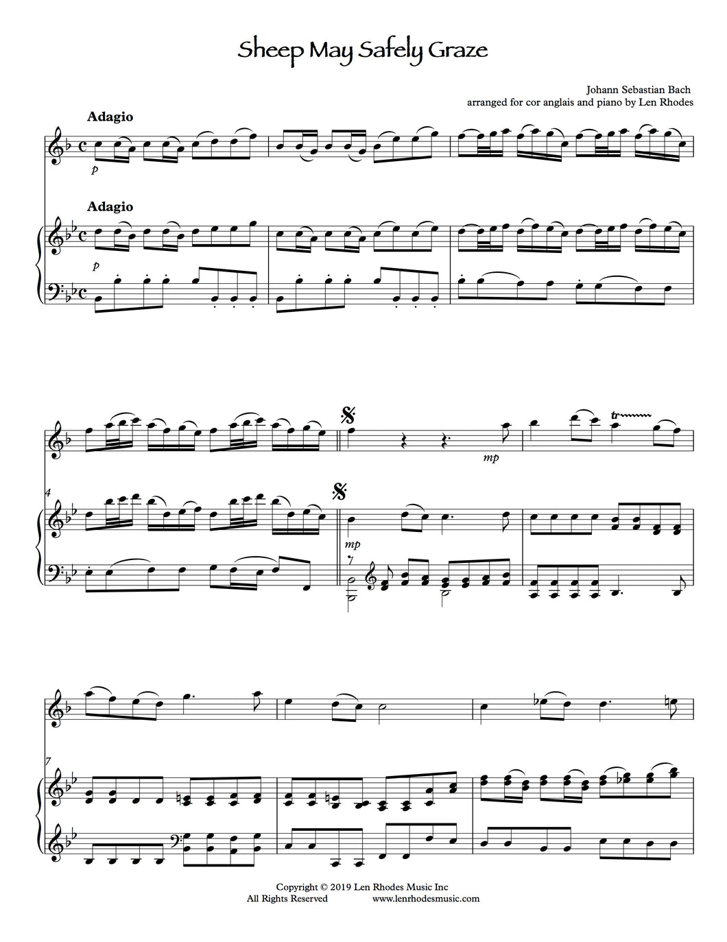 Sheep May Safely Graze, Bach - Cor Anglais (English Horn) and Piano