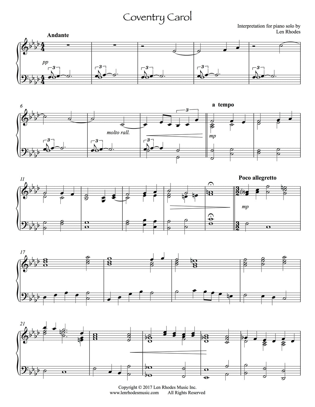 Coventry Carol - Piano