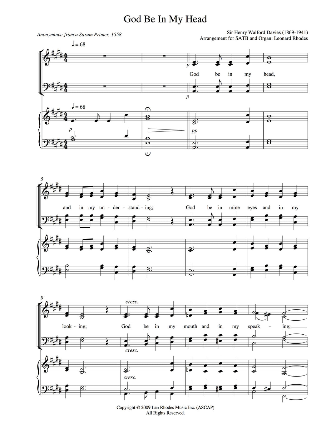 God Be In My Head - SATB Choir and Piano