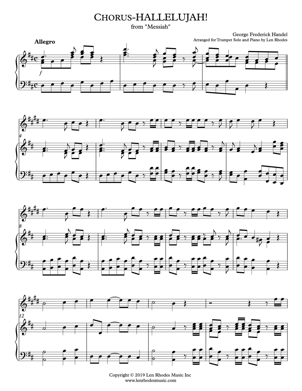 Hallelujah Chorus, Handel - Trumpet and Piano