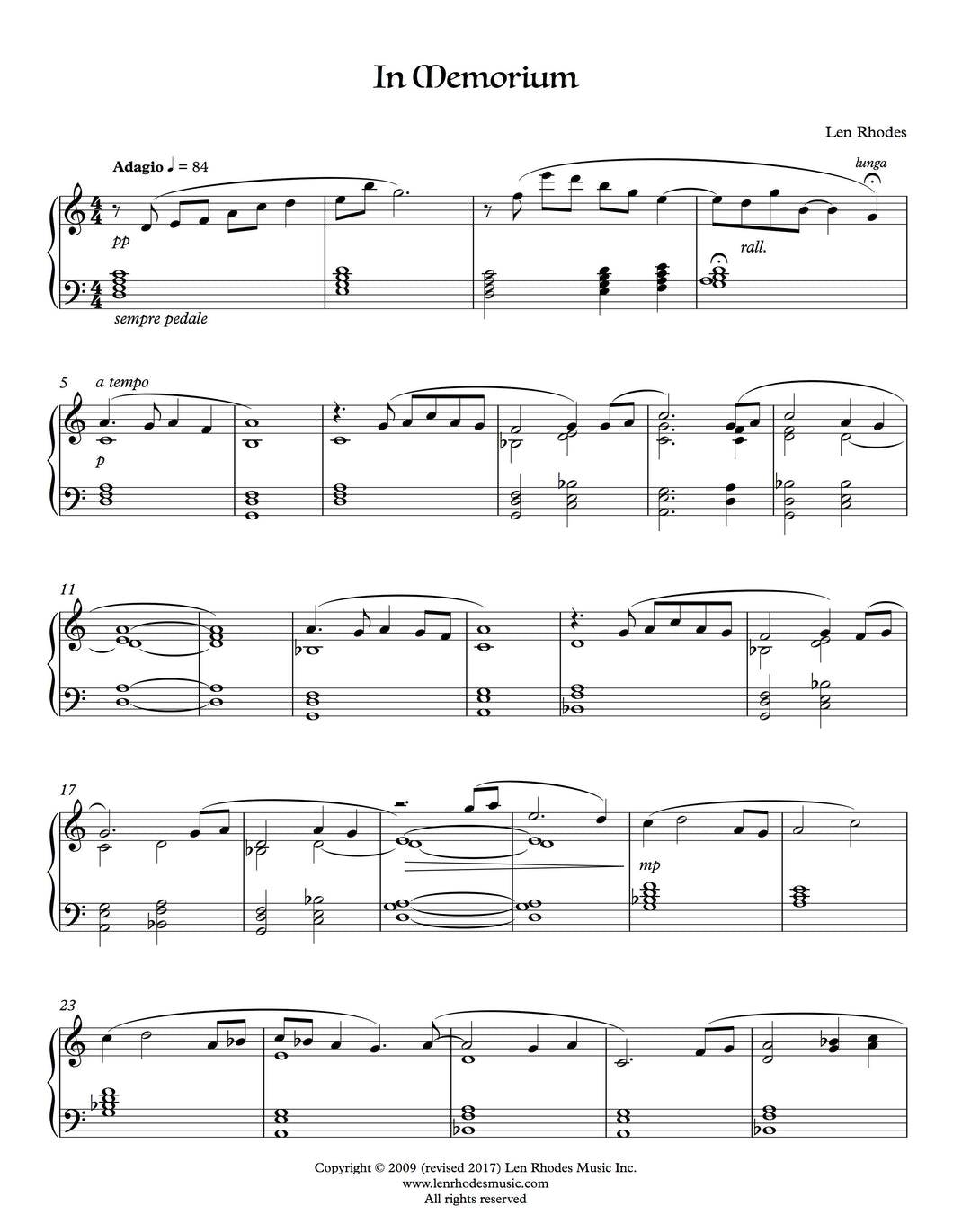 In Memorium, Rhodes - Piano solo