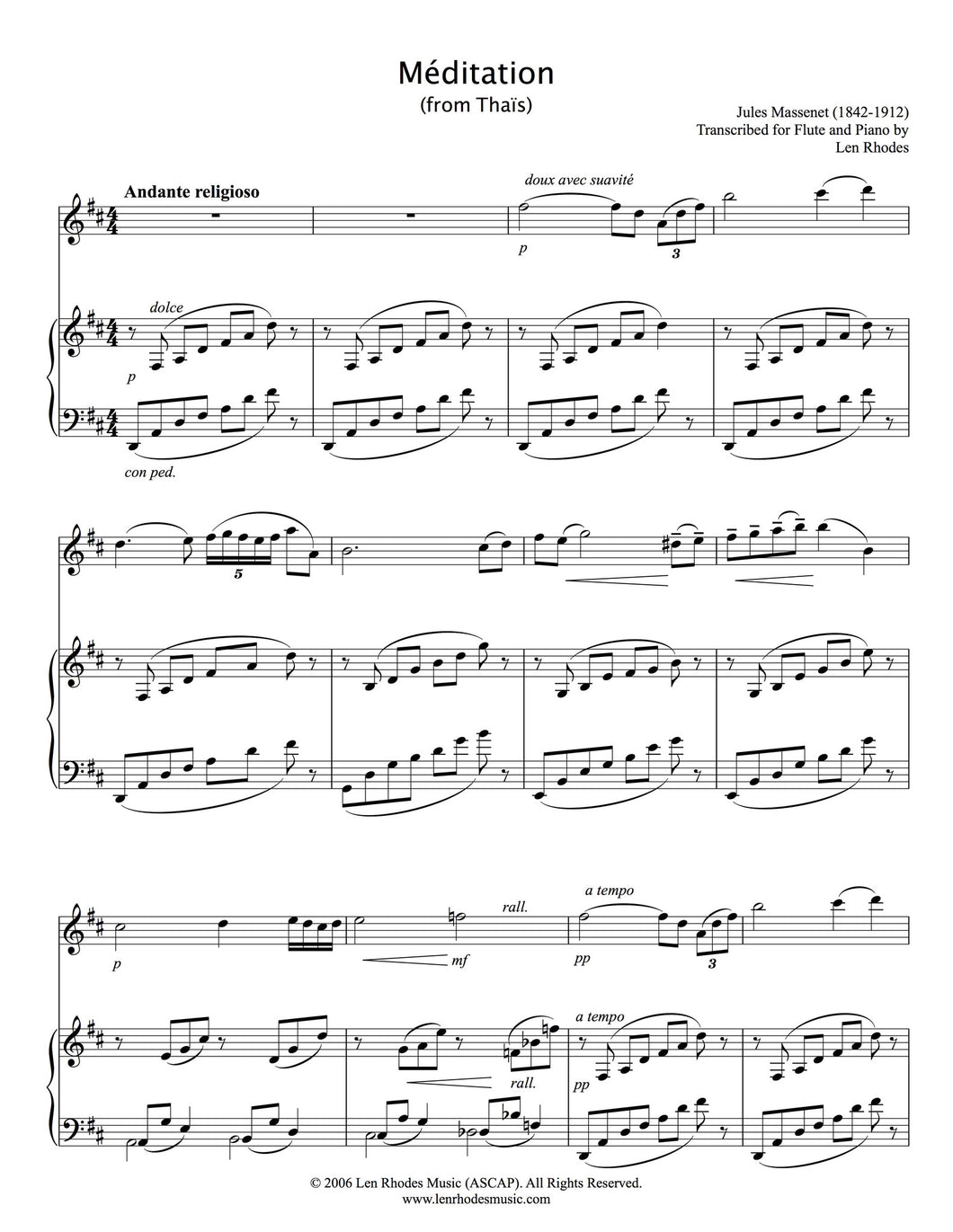 Méditation, from 'Thaïs', Massenet - Flute and Piano