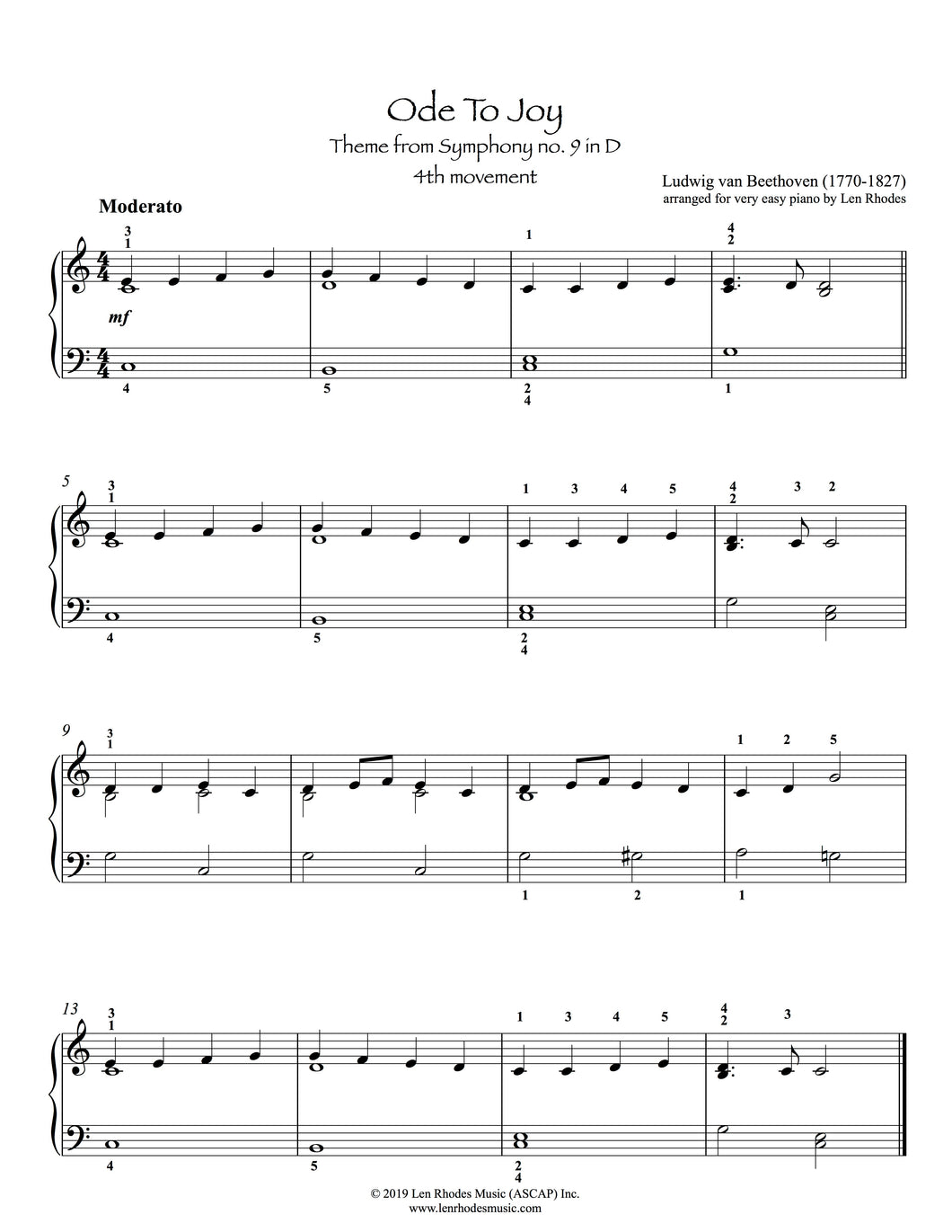 Ode To Joy, Beethoven - very easy Piano