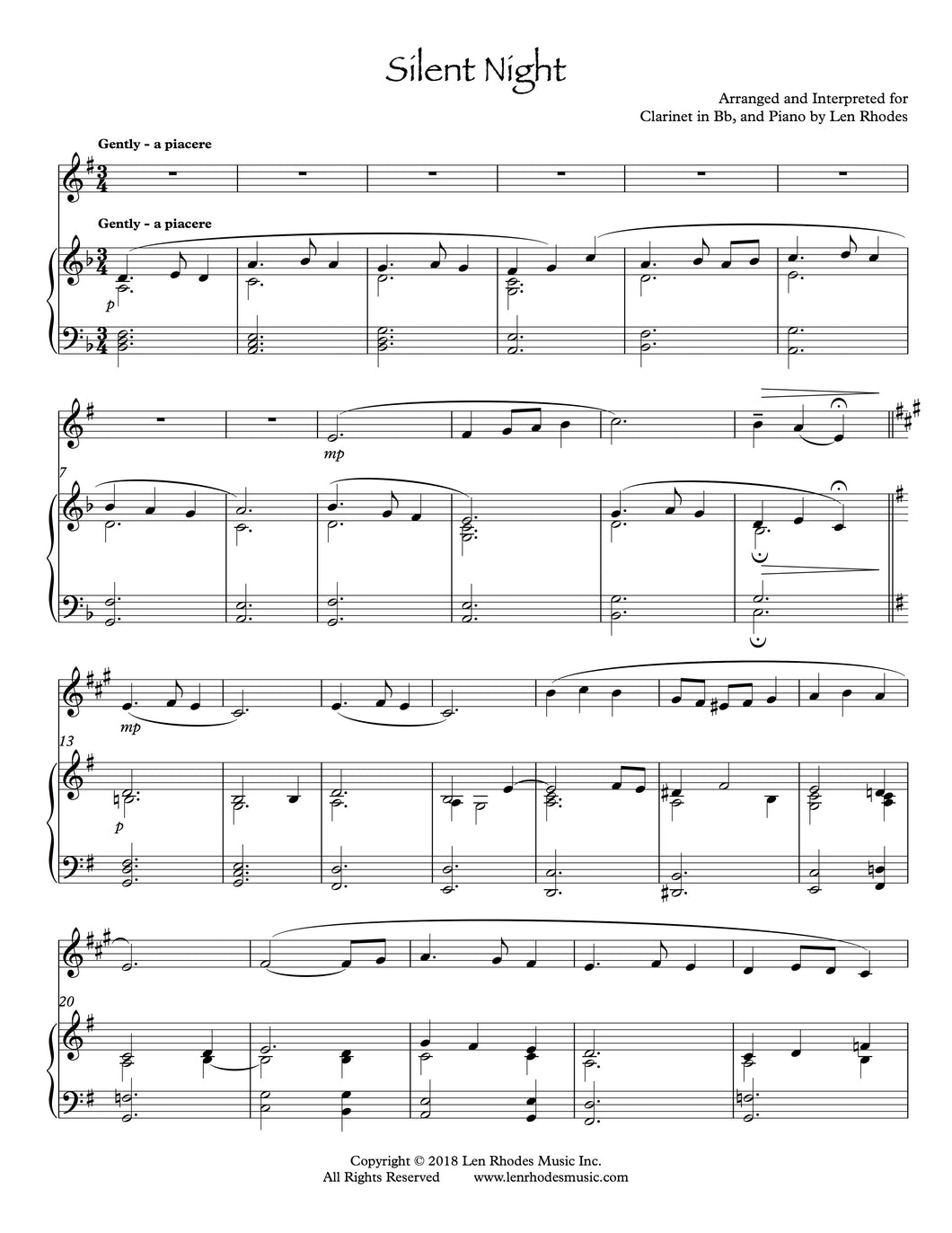 Silent Night - Clarinet and Piano