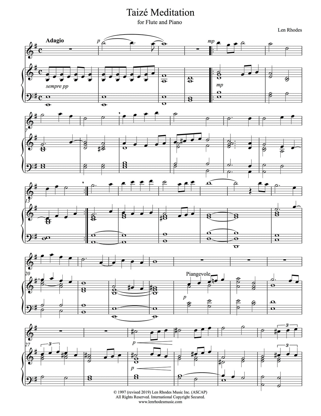 Taizé Meditation, Rhodes - Flute and Piano