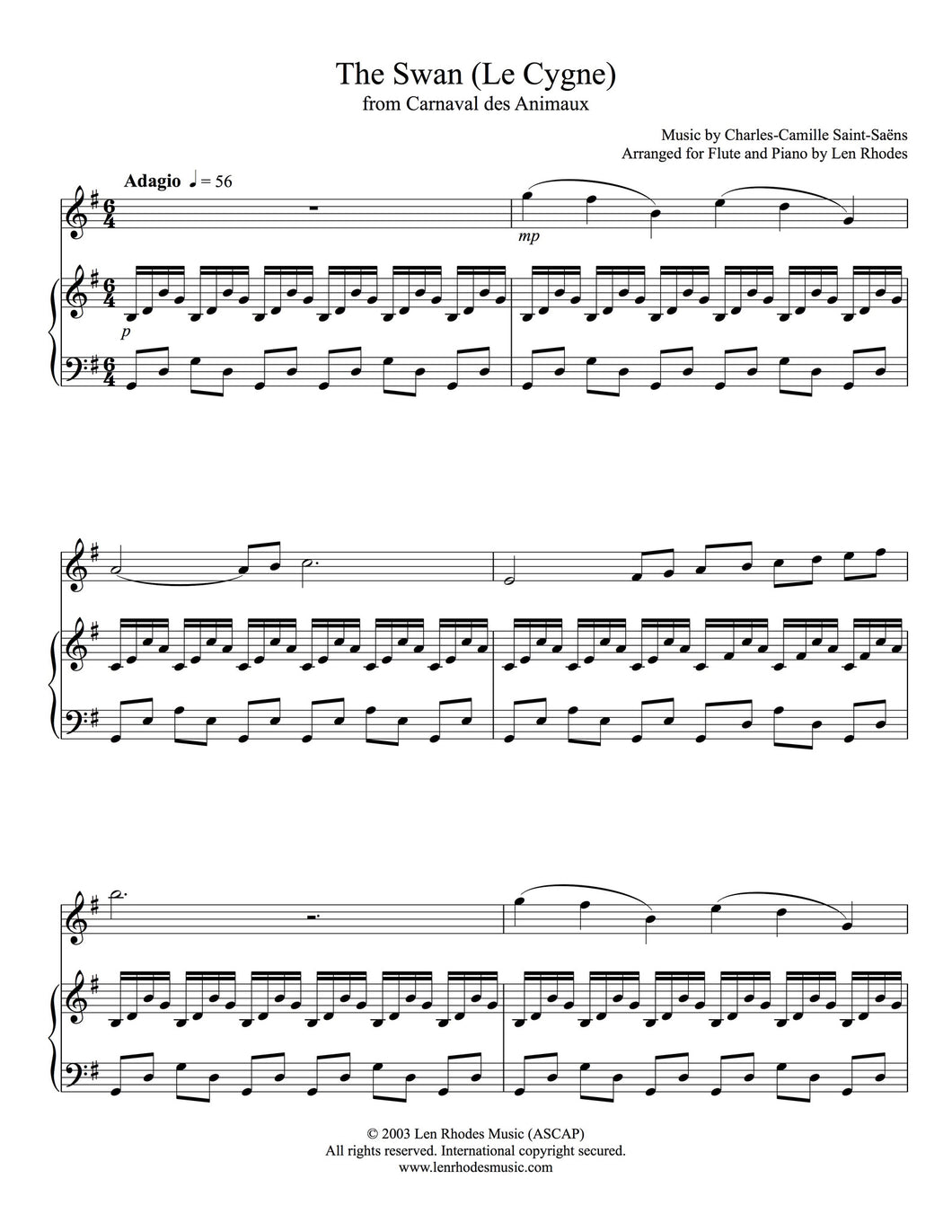 The Swan, Saint-Saëns - Flute and Piano