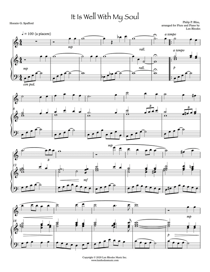 It Is Well WIth My Soul - a new contemporary arangement for flute and piano