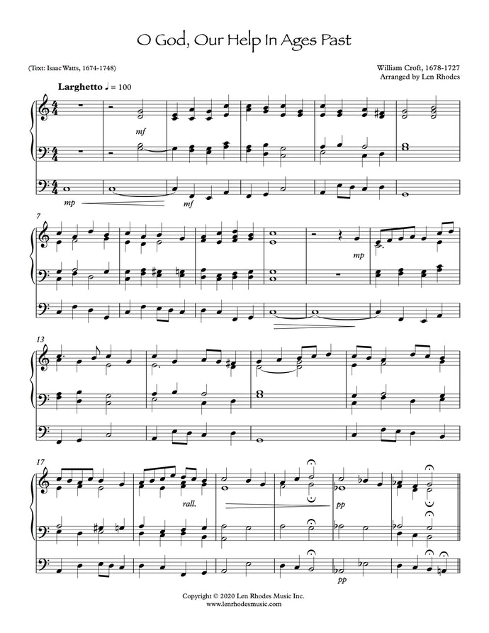 O God, Our Help In Ages Past - arranged for organ solo