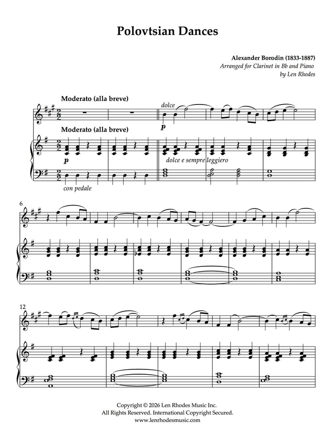 Polovtsian Dances by Borodin, new woodwind arrangements