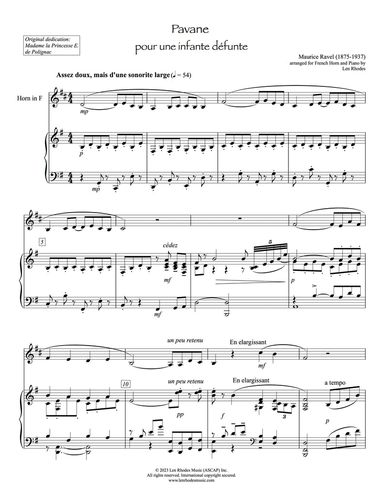 Pavane pour une infante défunte, Ravel – Len Rhodes Music