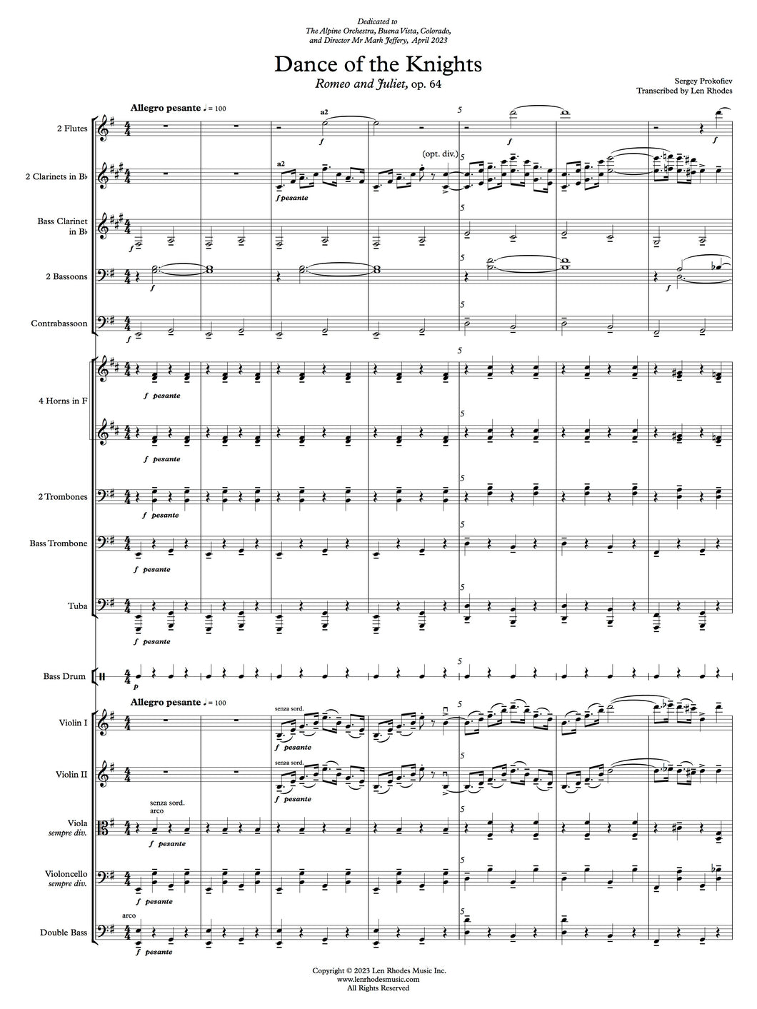 Dance of the Knights, from ‘Romeo and Juliet’ op.64, Prokofiev - orchestral parts