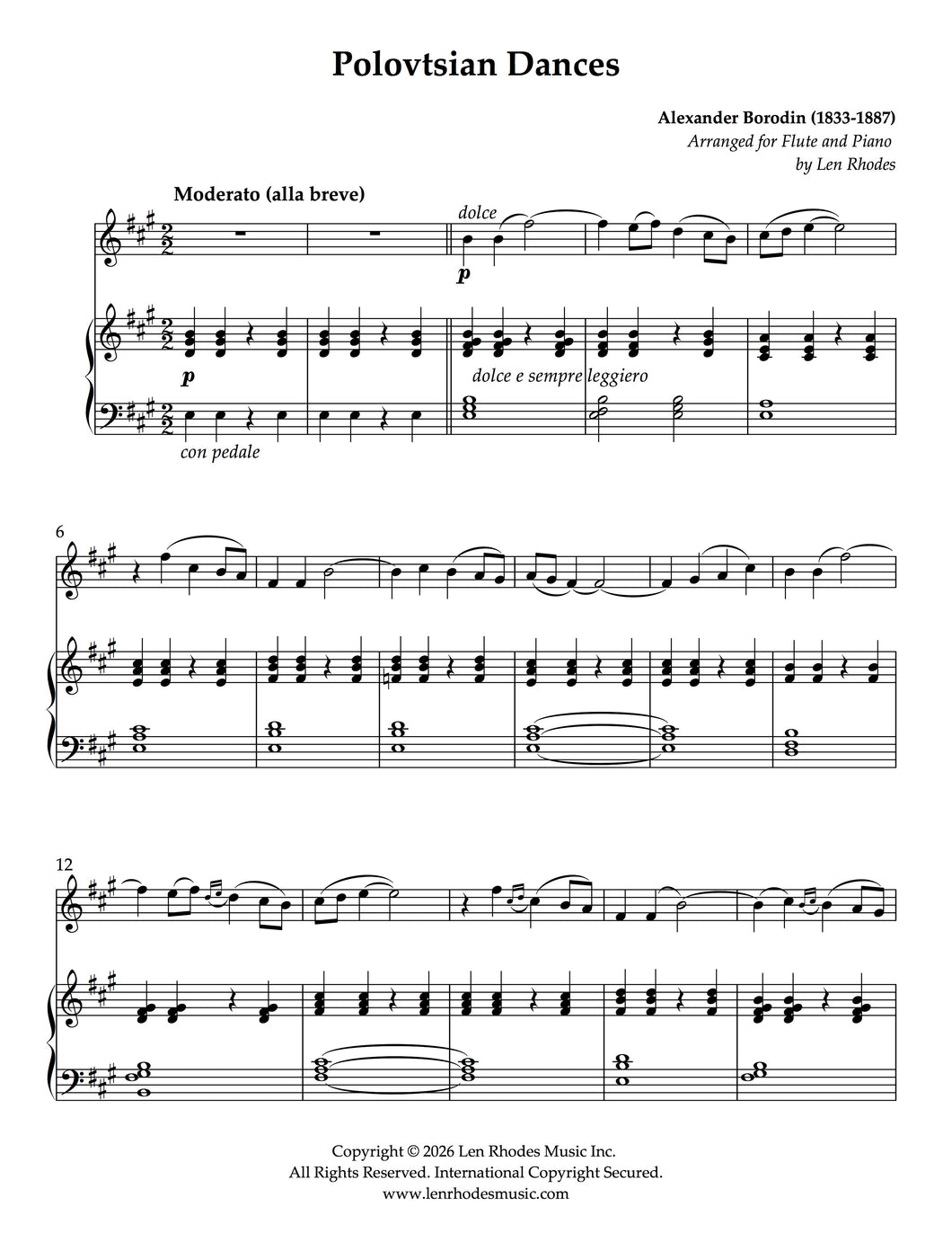 Borodin - Polovtsian Dances, for Flute and Piano