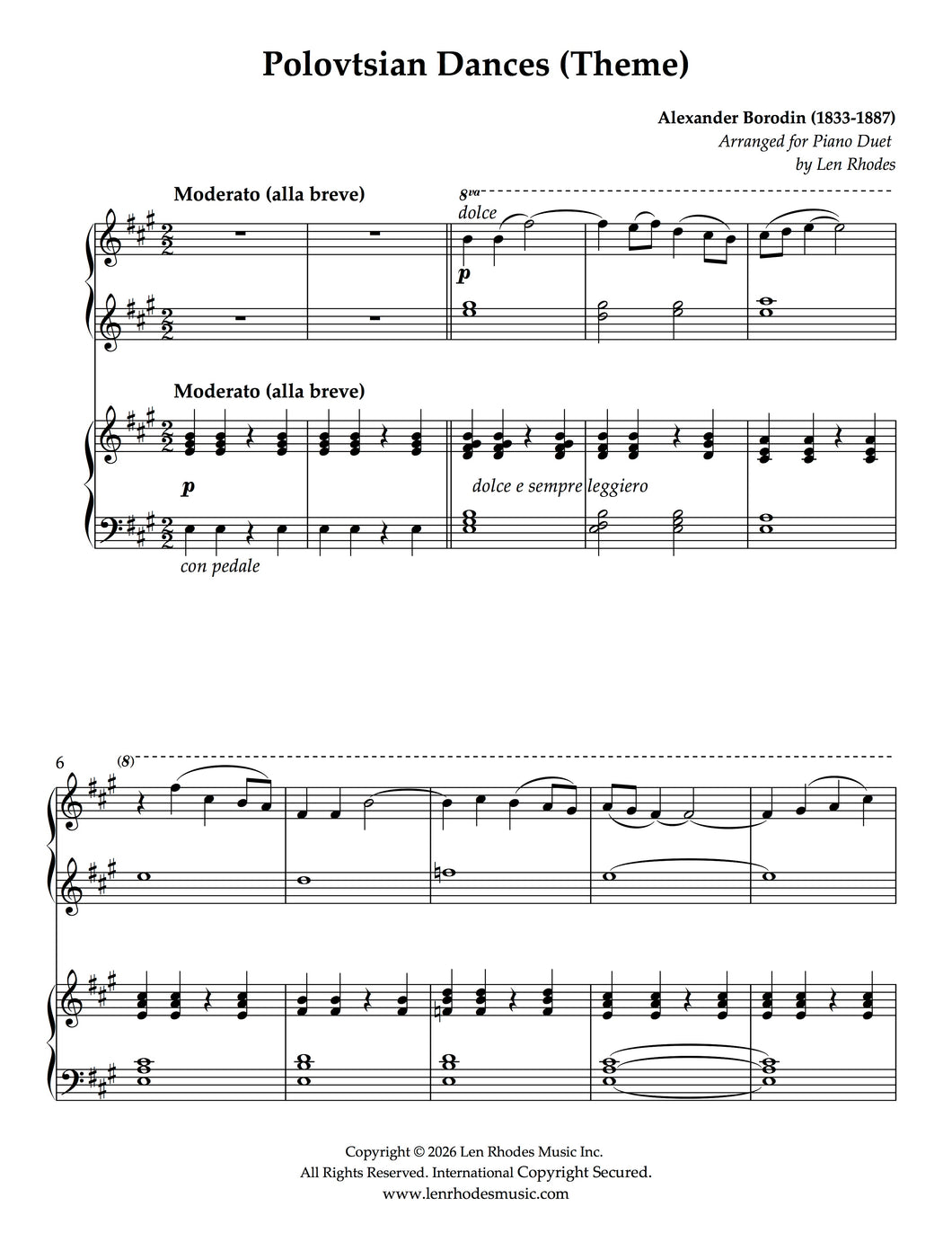 Borodin, Polovtsian Dances - arranged for piano duet