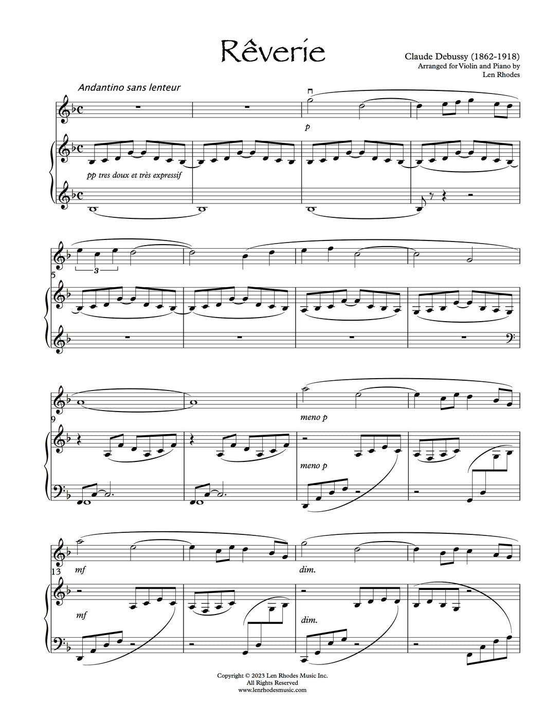 Rêverie, Debussy - Violin and Piano