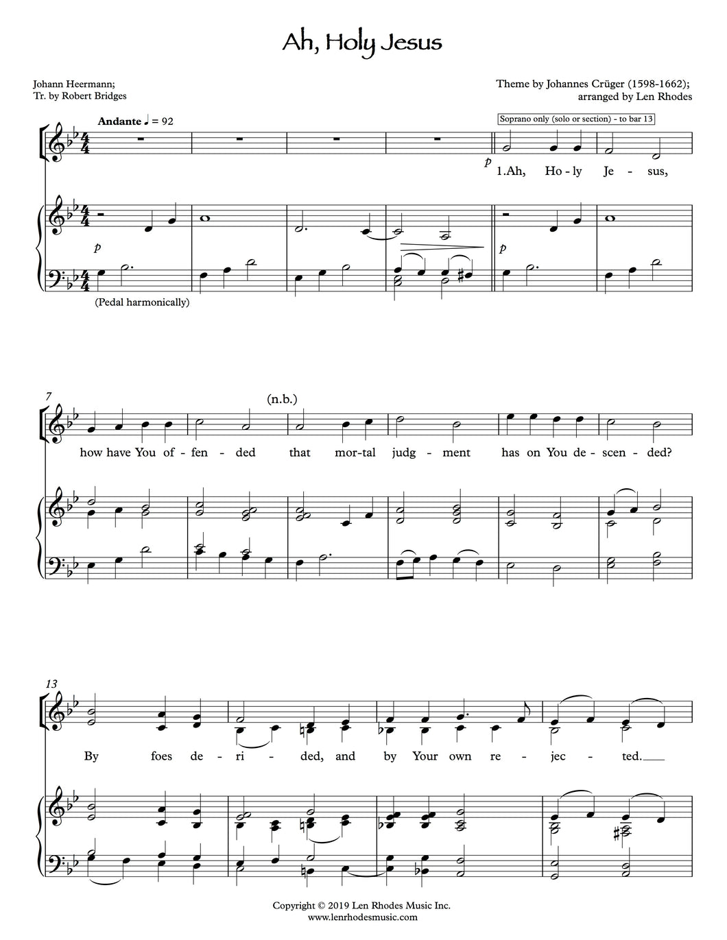 Ah! Holy Jesus - SATB Choir and Piano