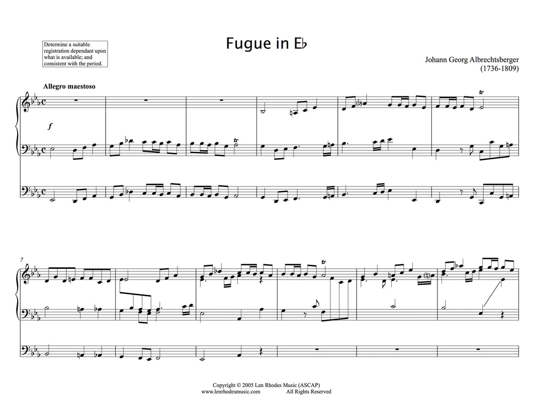 Fugue in Eb, Albrechtsberger - Organ