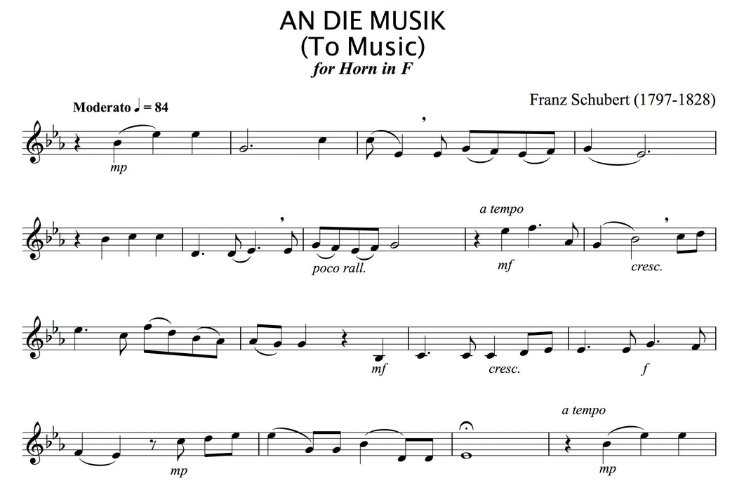 An Die Music, Schubert - unaccompanied French Horn