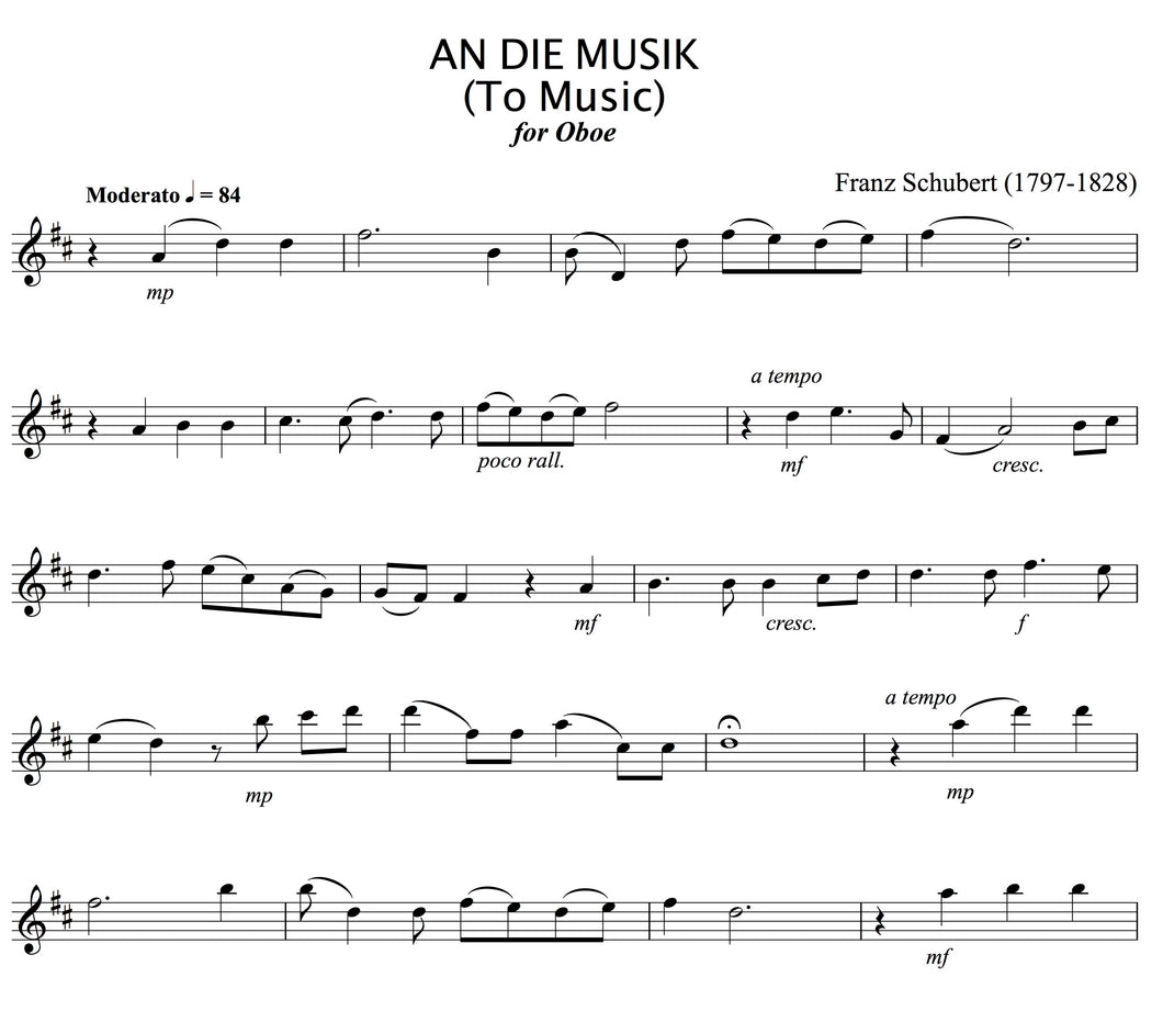 An Die Music, Schubert - unaccompanied Oboe