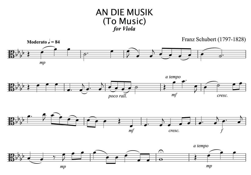 An Die Music, Schubert - unaccompanied Viola