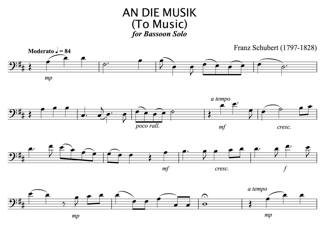 An Die Music, Schubert - unaccompanied Bassoon