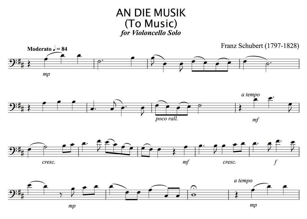 An Die Music, Schubert - unaccompanied Cello