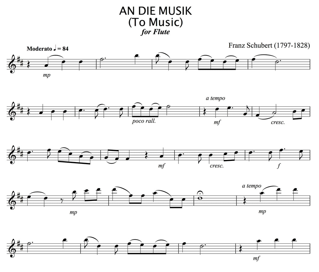 An Die Music, Schubert - unaccompanied Flute