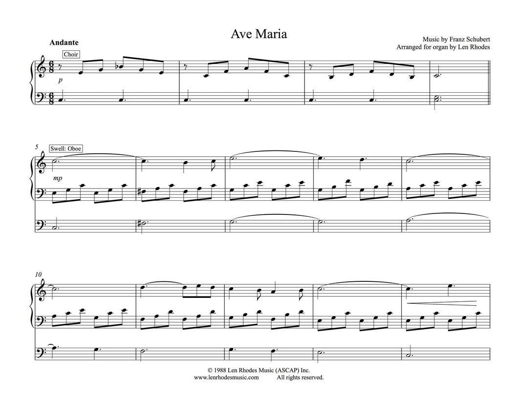 Ave Maria, Schubert - easy Organ