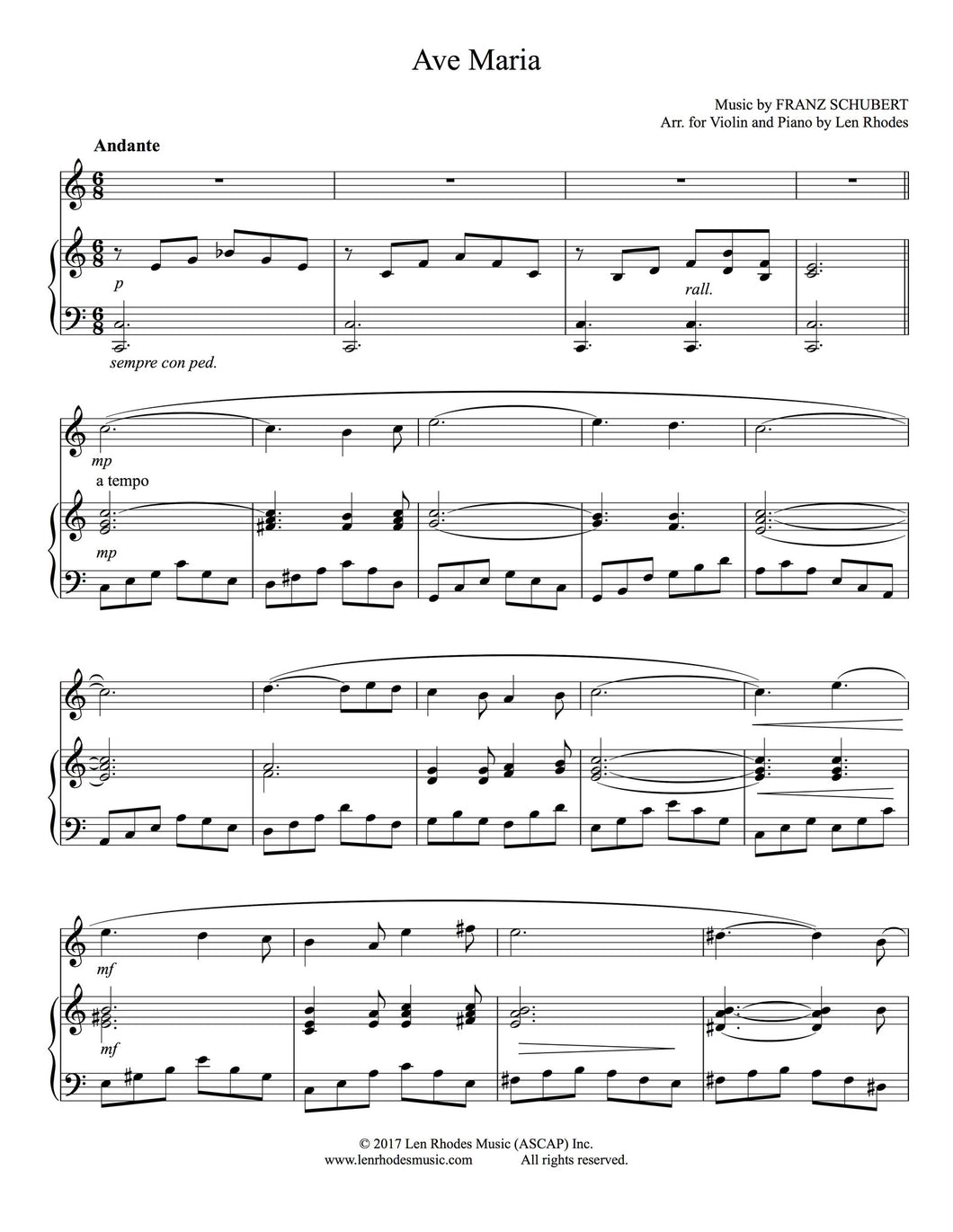 Ave Maria, Schubert - Violin and Piano