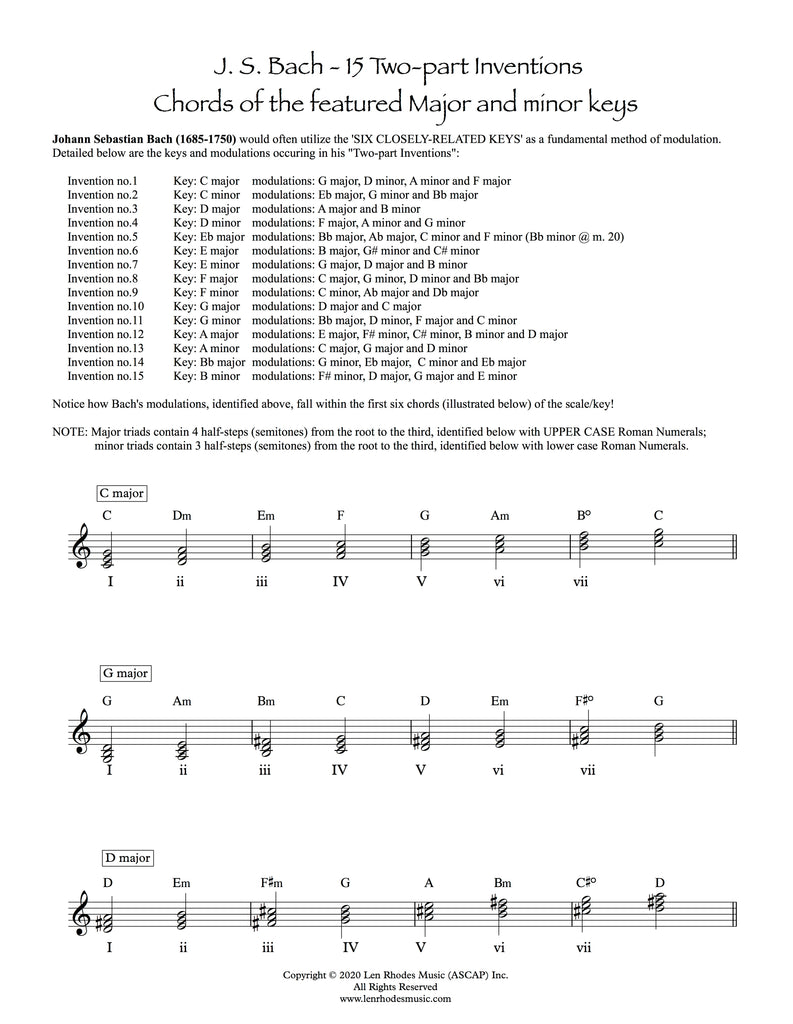 Two-part Inventions, Bach - Keys and Modulations – Len Rhodes Music