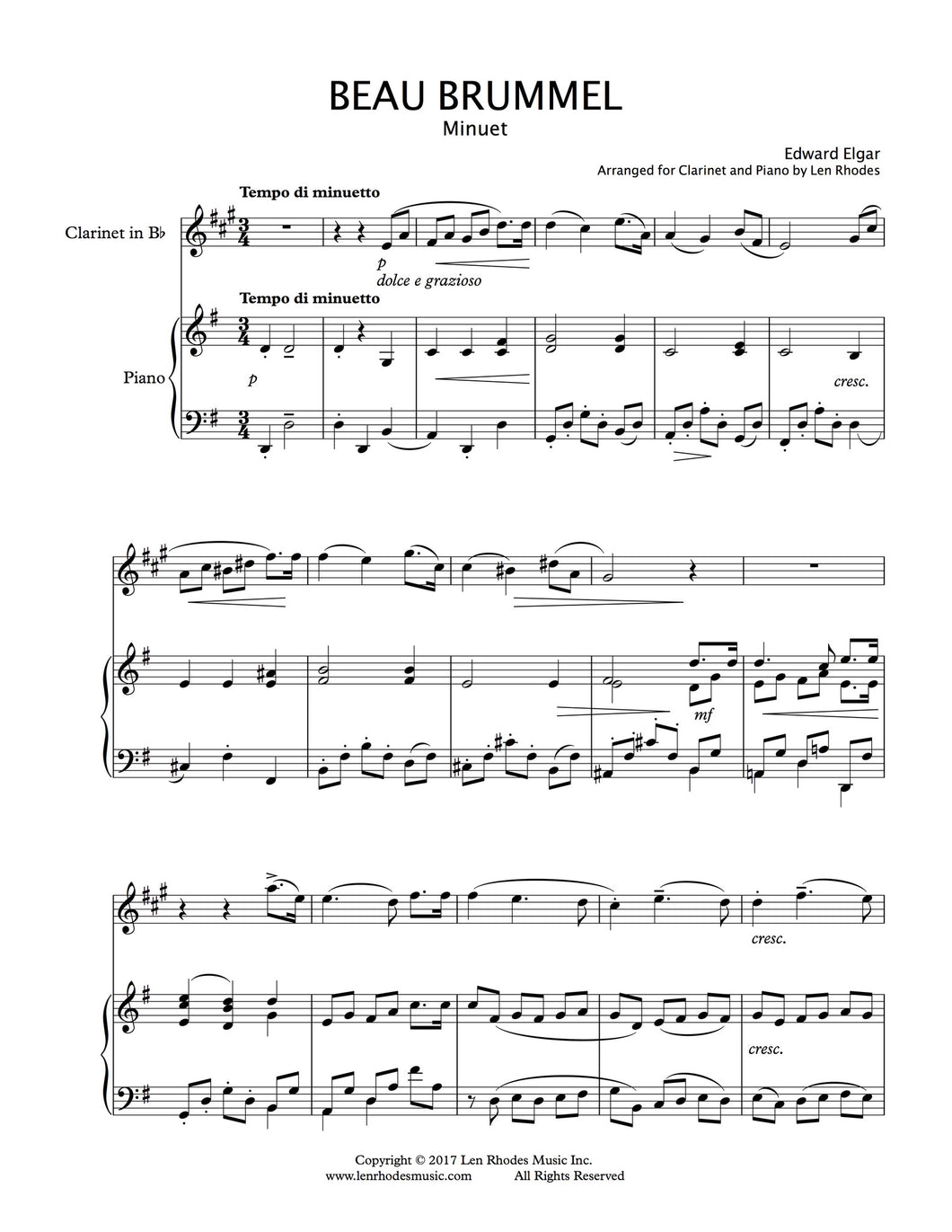 Minuet from 'Beau Brummel', Elgar - Clarinet and Piano