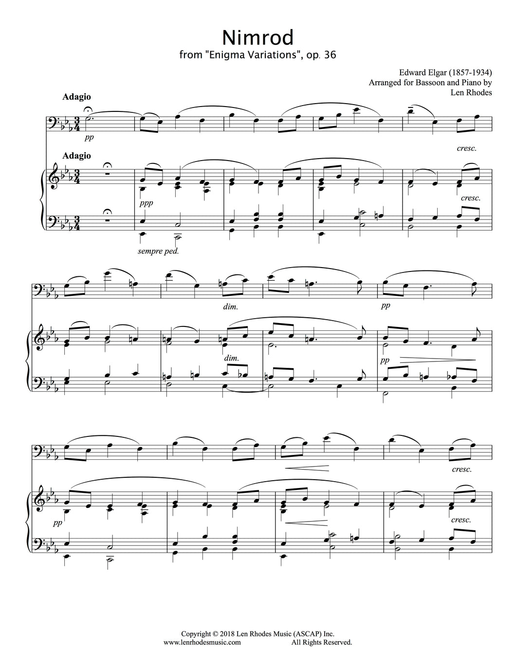 Nimrod, Enigma Variations, Elgar - Bassoon and Piano