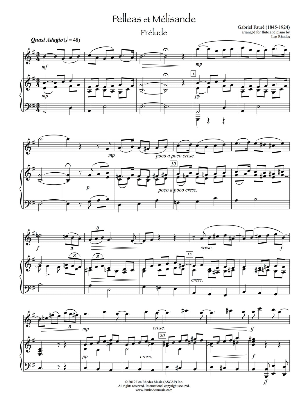 Pelleas et Mélisande, Fauré - Flute and Piano