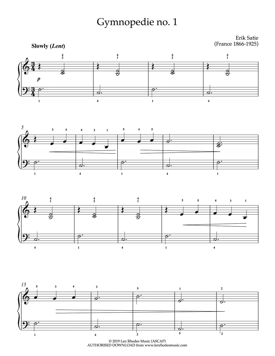 Gymnopedie, no 1, Erik Satie - very easy Piano