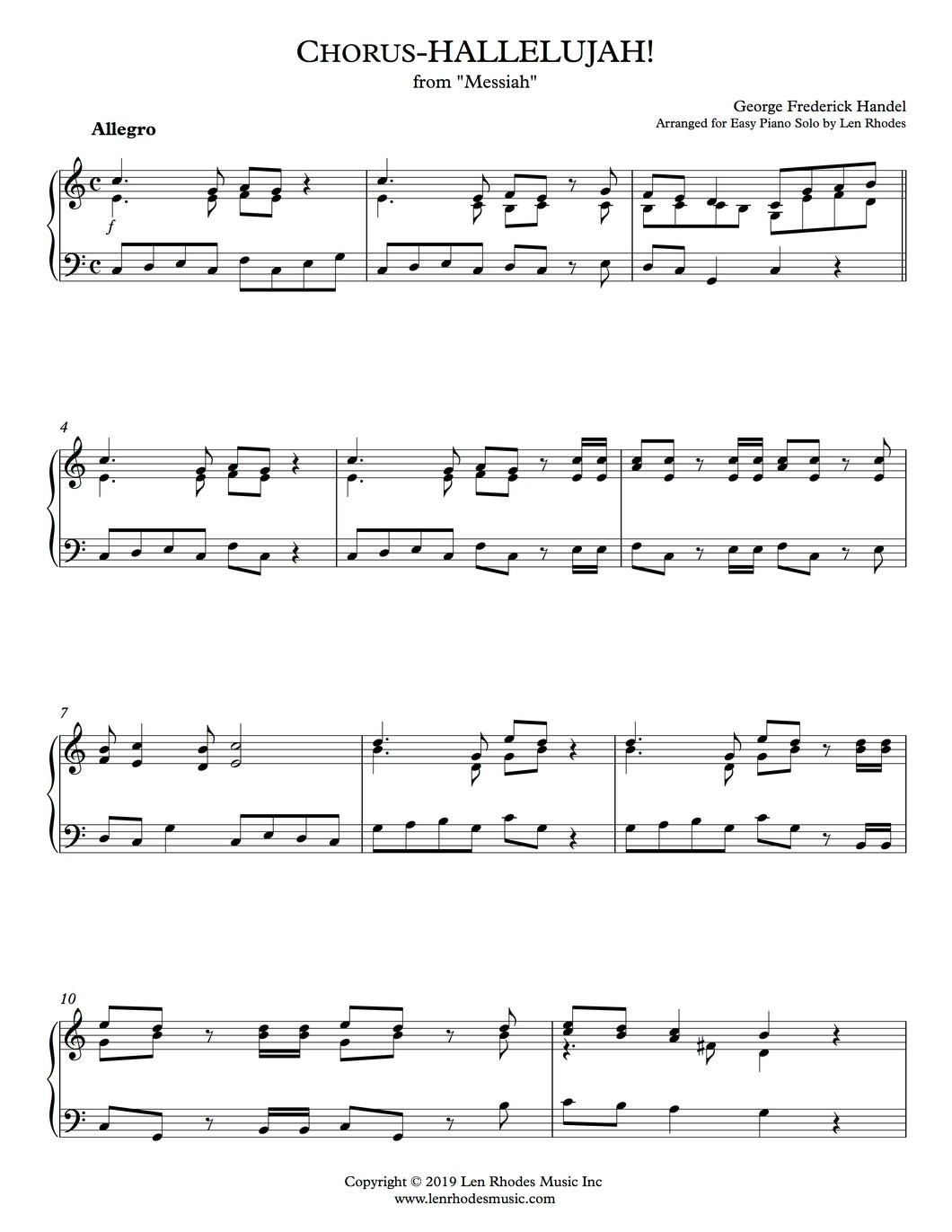 Hallelujah Chorus, Handel - intermediate Piano