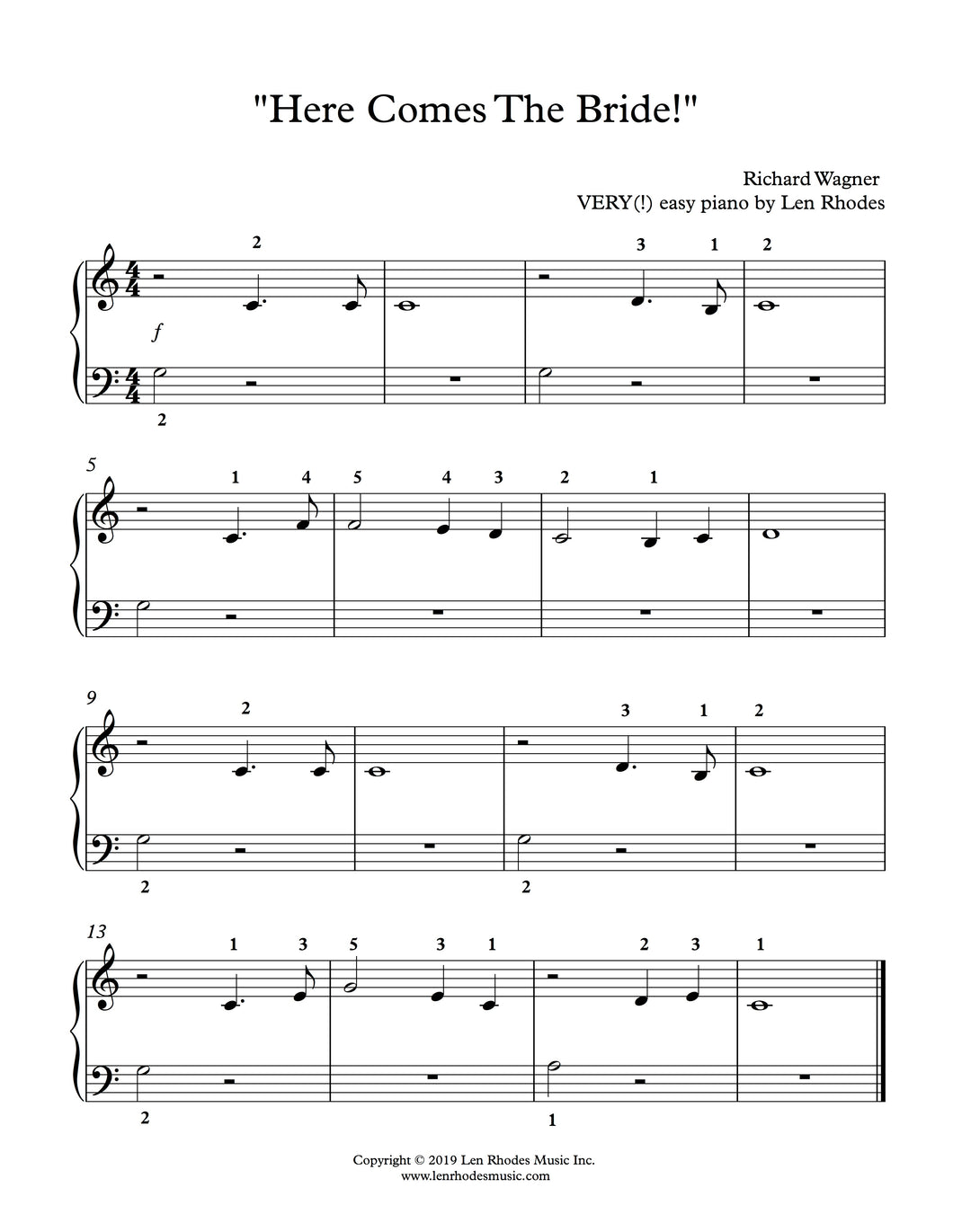 Bridal Chorus “Here Comes The Bride”, Wagner - very easy Piano