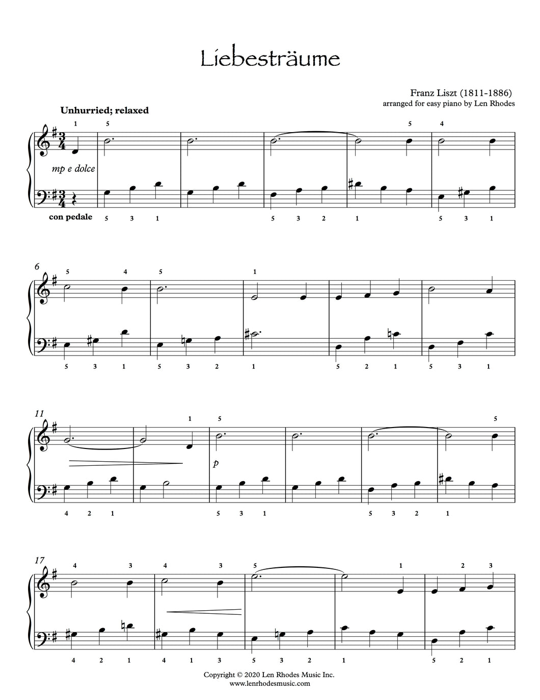 Liebesträume, Liszt - easy Piano