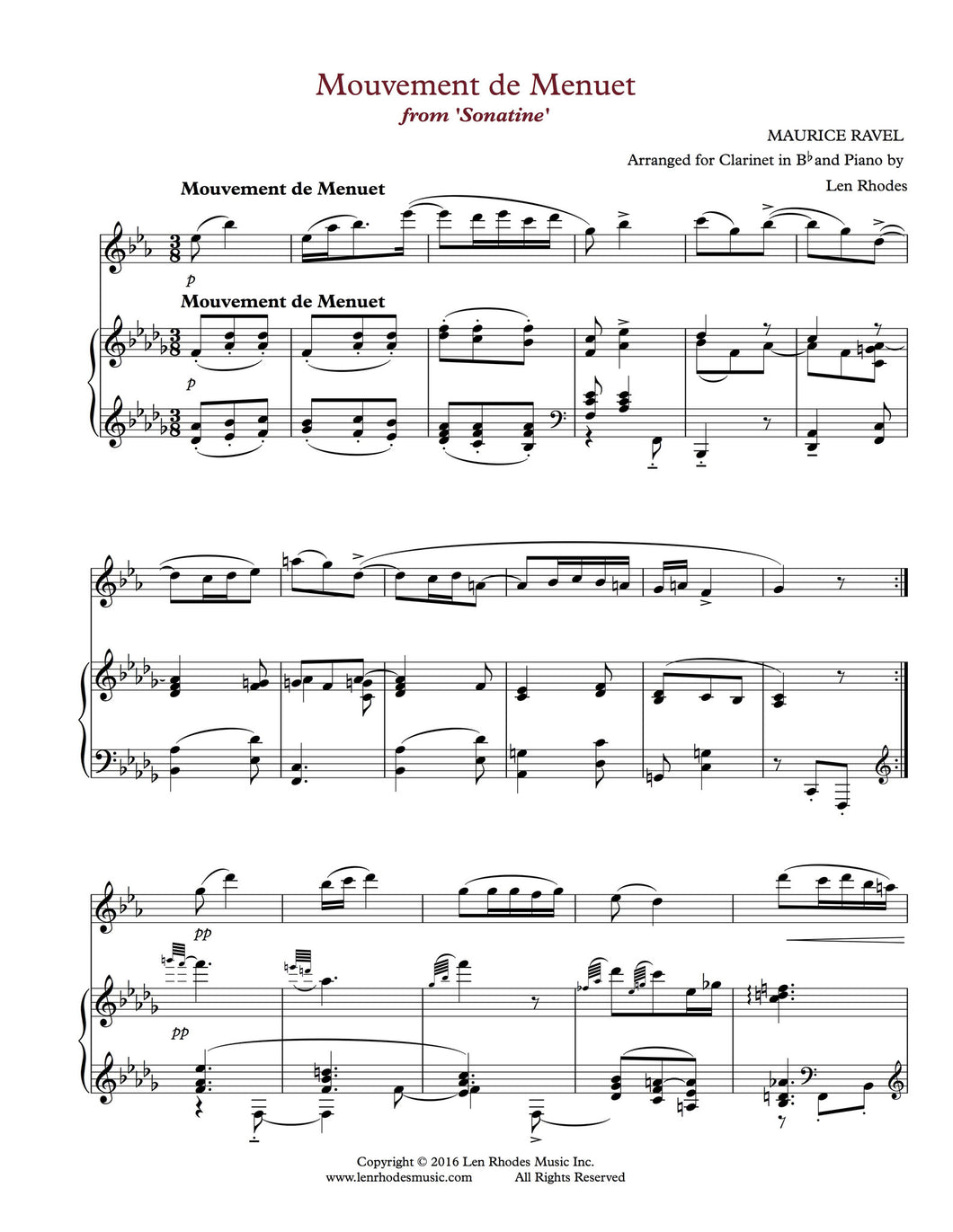 Menuet from Sonatine, Ravel - Clarinet and Piano