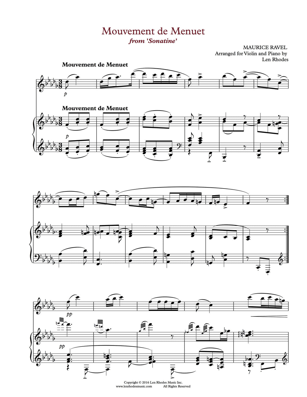 Menuet, Sonatine, Ravel - Violin and Piano