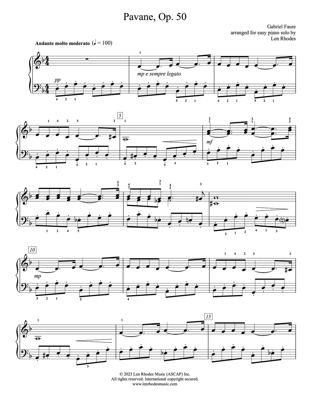 Pavane, Fauré - easy Piano
