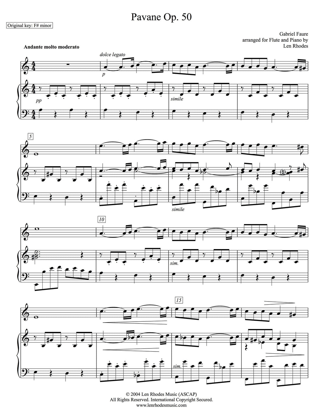Pavane op.50  Fauré  - Flute and Piano