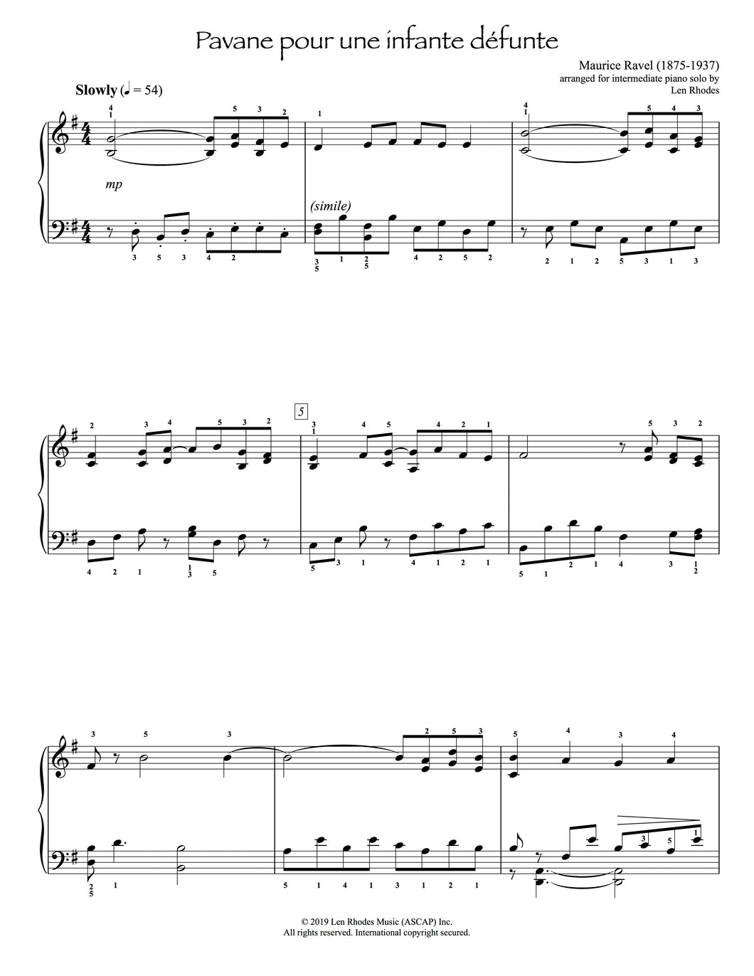 Pavane pour une enfante défunte, Ravel - intermediate Piano