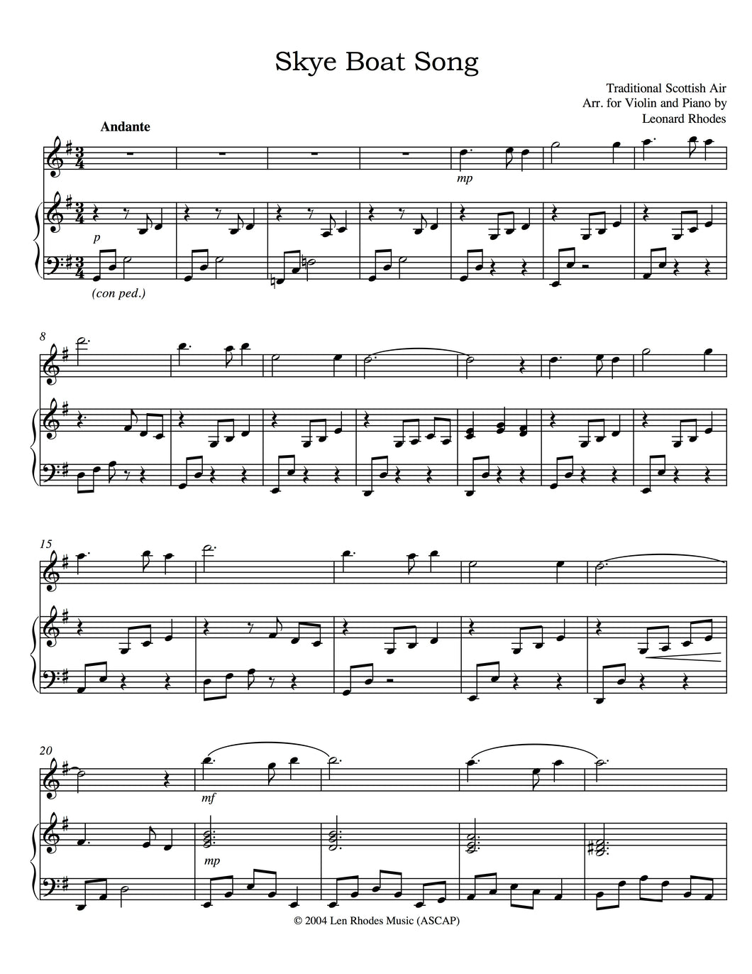 Skye Boat Song - Violin and Piano