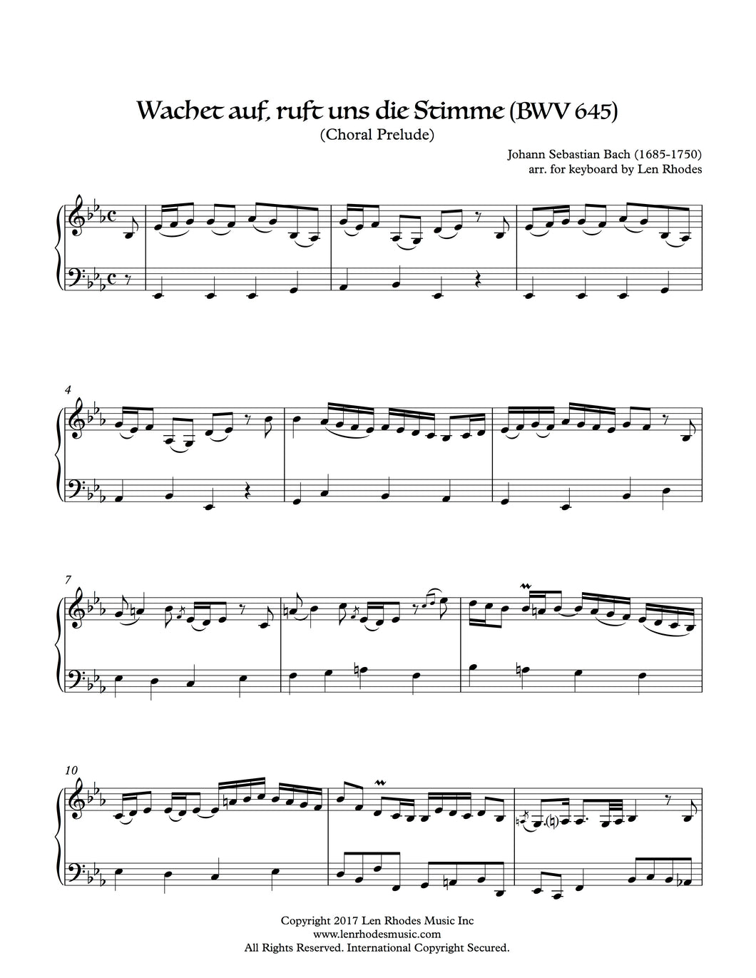 Wachet Auf, Bach - Piano or Organ manuals